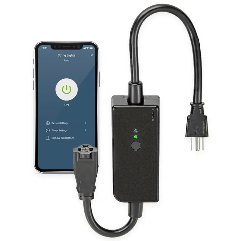 Leviton D215O-1RE 3 Way, Wi-Fi Outdoor Plug-In Switch, 120 Volt, Black