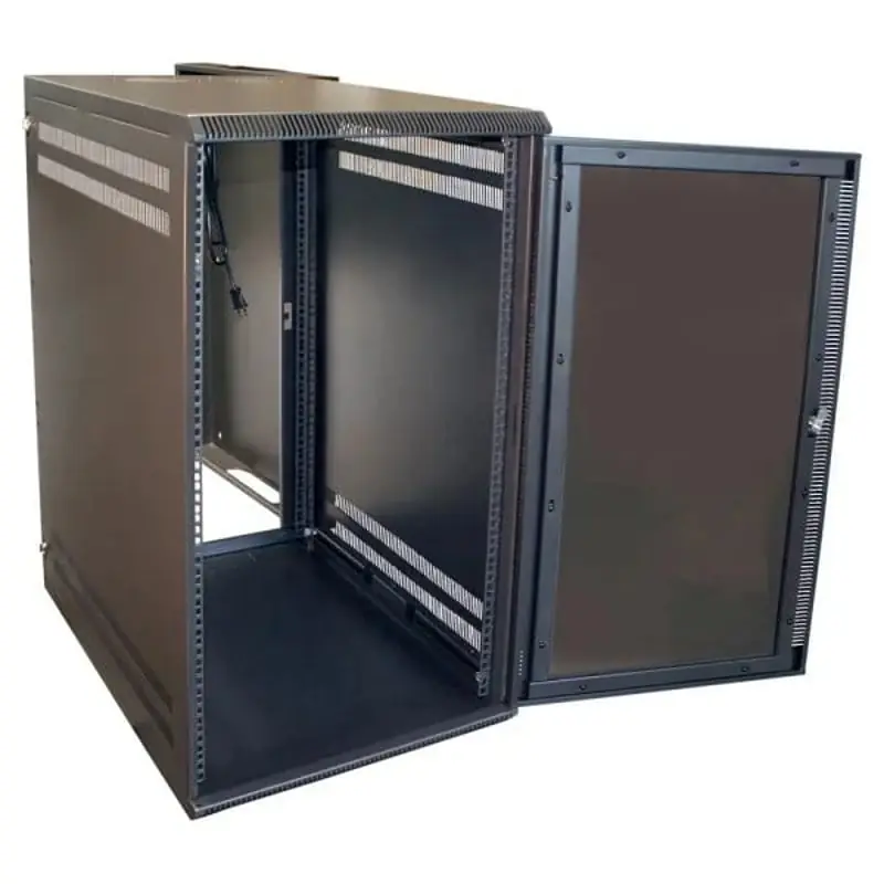 Multiple WM3019-09-02D Swing Out Wallmount Cabinet 9U Black w/Fan ExtraDepth 24