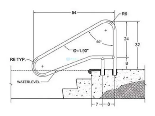 Saftron CBRTD-354-GG Return-To Deck 3-Bend Handrail