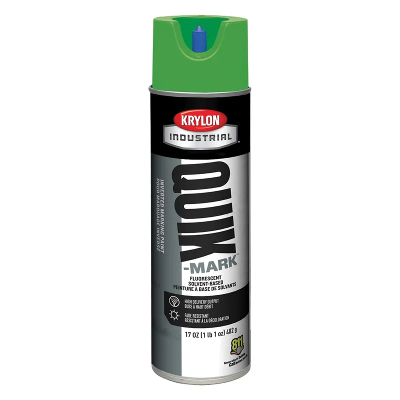 Krylon A03631007 Quik-Mark APWA Solvent-Based Inverted Marking Paint 17 oz Aerosol Can Green