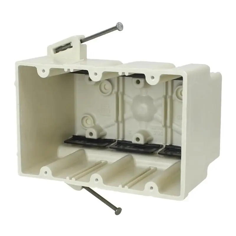 Allied Moulded Products 3303-NK 3 Gang Electrical Switch Box, Nail On, New Work