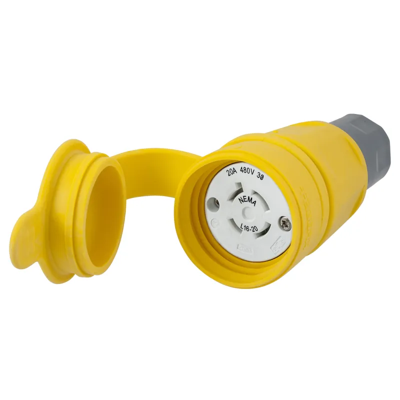 Hubbell Wiring Device-Kellems HBL27W76 HWD 20 Amp 480 Volt 3-Pole 4-Wire NEMA L16-20R Yellow Locking Connector