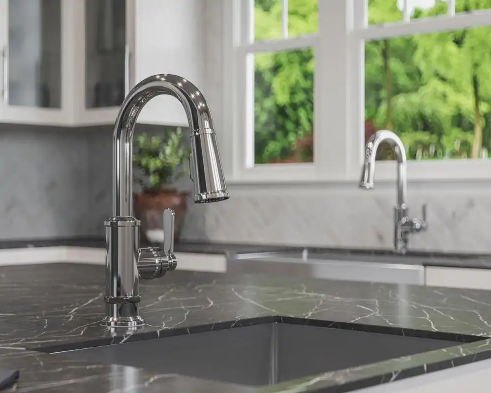 Pfister GT572-TDC Port Haven Single Handle Pull Down Bar Faucet in Polished Chrome