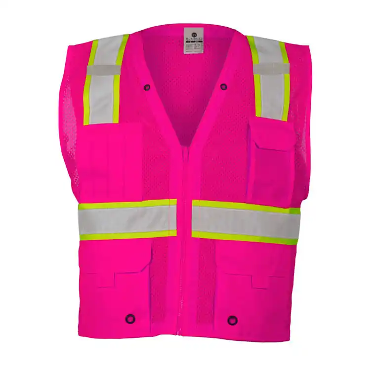 Kishigo B1072X3X 2XL/3XL Pink Enhanced Visibility Multi-Pocket Mesh Vest