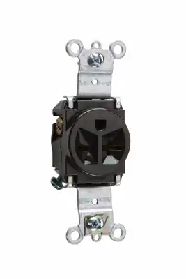 Pass & Seymour 5871BK Single Receptacle, HD Spec Grade, 20A 250V, Back & Side Wired - Black