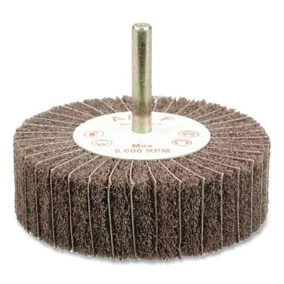 Weiler 54508 Mounted Flap Wheel - Aluminum Oxide, 320 Grit, 3 in Wheel Diameter, 1 in Wheel Width