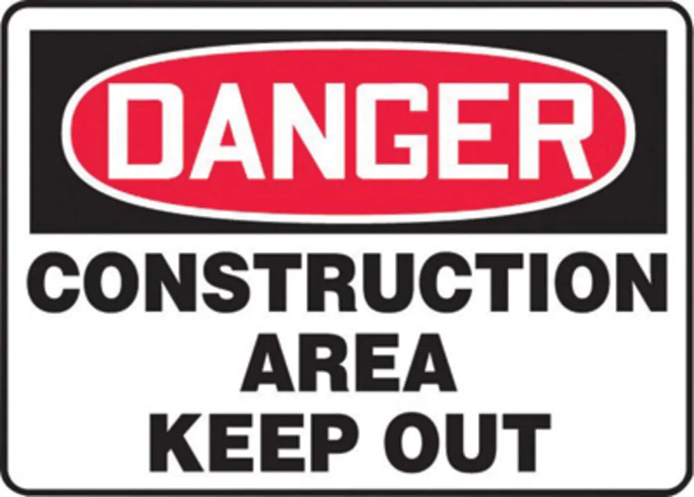 Accuform MADM014VP Construction Sign 10 X 14 Red Black White