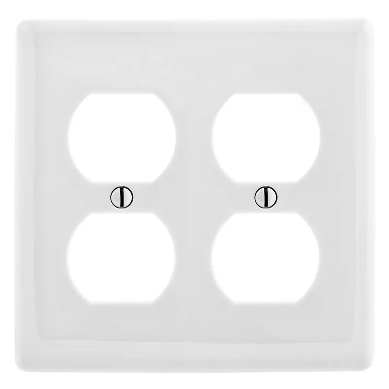 Hubbell Wiring Device-Kellems NP82W HWD Receptacle Wall Plate, 2 Gangs, White