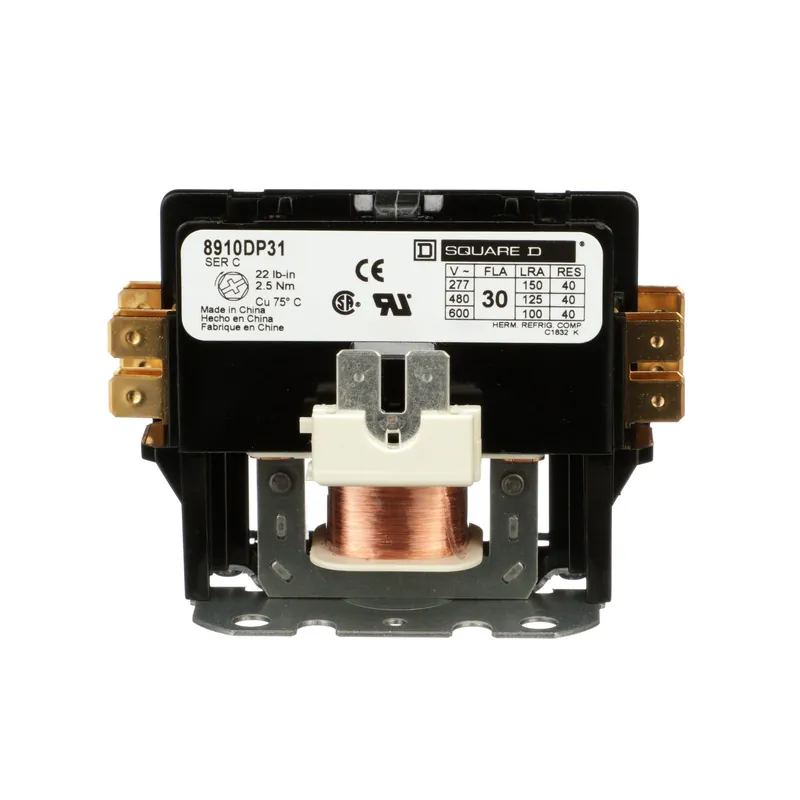 Square D 8910DP31V04 Contactor, Definite Purpose, 30A, 1 pole, 277 VAC 60 Hz coil, open