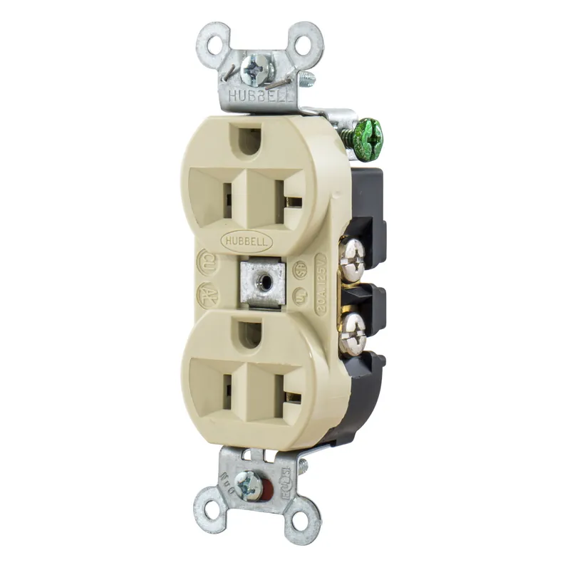 Hubbell Wiring 5362I Heavy Duty Straight Blade Duplex Receptacle 20A 125V NEMA 5-20R
