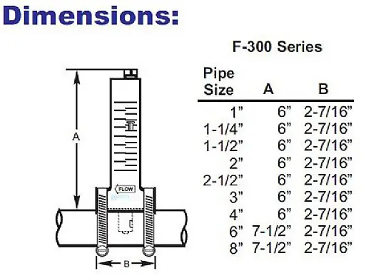 Blue White F-30800P F-300 Series 8 PVC Flowmeter