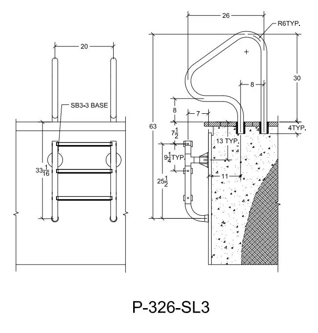 SAFTRON P-326-SL3-W Saftron Wall Mounted Split 3-Step Ladder