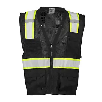 Kishigo B100SM EV Series S/M Black/Lime Enhanced Visibility Multi-Pocket Vest