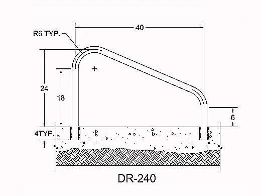 Saftron DR-240-W Deck Mounted 2-Bend Handrail Pair