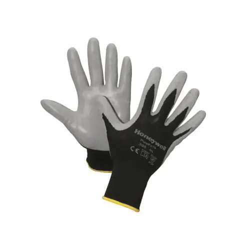 Honeywell Safety 380-L General Purpose Gloves, L, Nitrile/Polyurethane Palm, Nylon, Black/Gray, 380-L