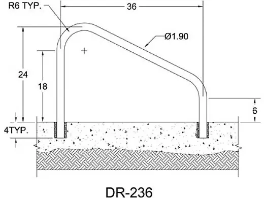 Saftron DR-236-W Deck Mounted 2-Bend Handrail Pair