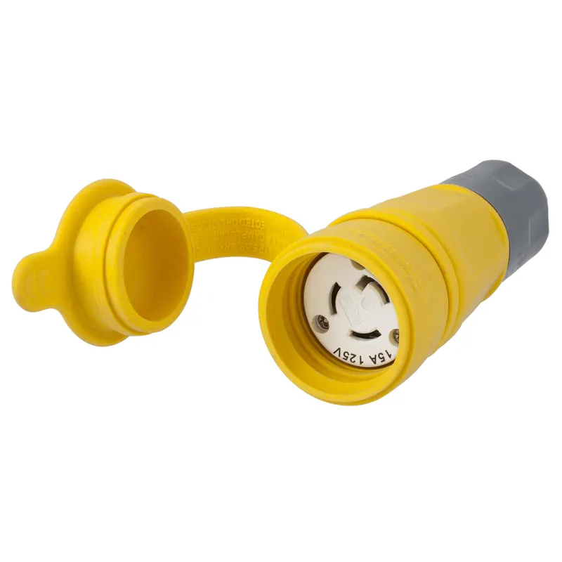 Hubbell Wiring Device-Kellems HBL25W47A HWD Watertight Grounding Heavy Duty Shrouded Watertight Cord Mount Locking Connector 125 VAC 15 A L5-15R