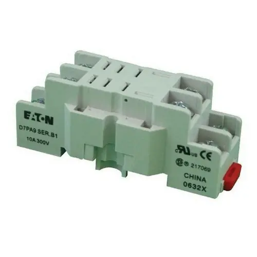 Eaton D7PA9 8-Blade Relay Socket 10-Amp 300-Volt AC DIN Rail/Panel Mount