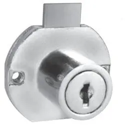 NATIONAL CABINET LOCK C8706-C415-A-3 Drawer Lock, Disc Tumbler, Surface Mount, 1-3/4 Width, 15/16 Length Cylinder, 9/32 Spring Bolt Travel, Bright Brass, With (2) C415A Key