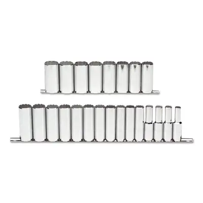 Proto J54201 1/2 Drive 23 Piece Metric Deep Socket Set - 12 Point