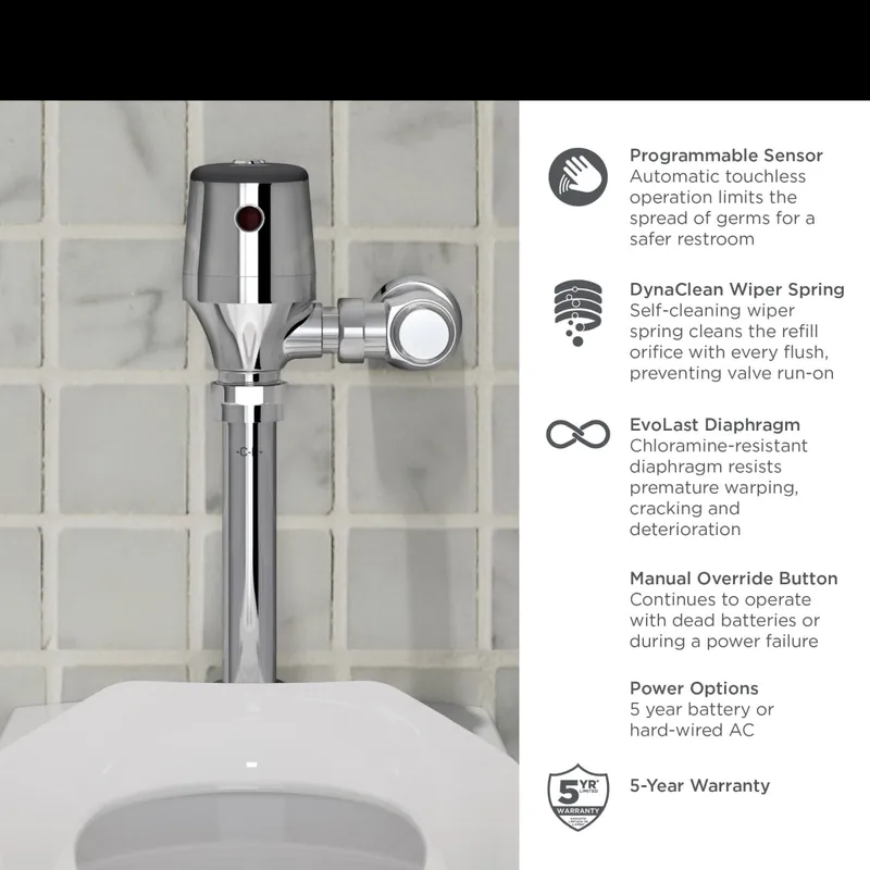 American Standard 624B121.002 Ultima Selectronic Exposed Toilet Flush Valve 1.28 gpf
