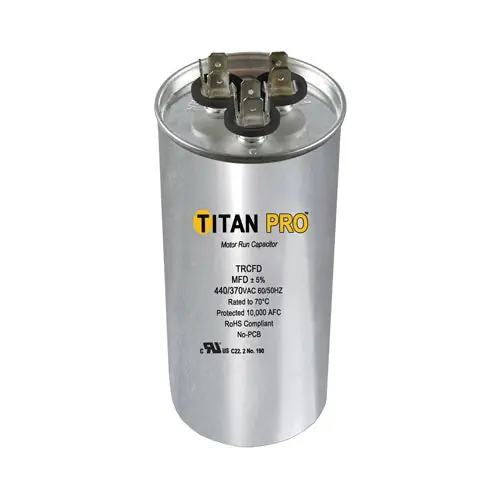 Packard TRCFD8075 Dual Section Motor Run Capacitor, 80/7.5 uF, 440/370 VAC