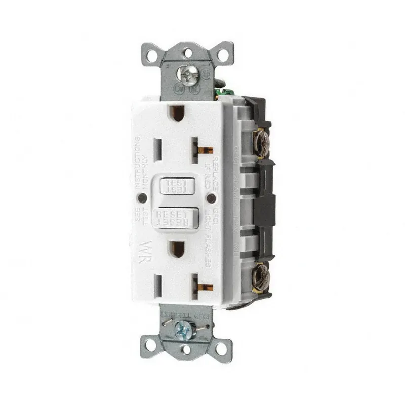 Hubbell Wiring GFWRST20W Heavy-Duty Weather-Resistant Self-Test Duplex GFCI Receptacle 125-Volt 20-Amp NEMA 5-20R