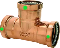 Viega 20714 ProPress 0918XL Copper Tee, With Smart Connect & EPDM Sealing, PxPxP, 2-1/2x2x2-1/2