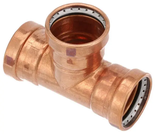 Viega 20798 ProPress 0918XL Copper Tee, With Smart Connect & EPDM Sealing, PxPxP, 3x3x1-1/2