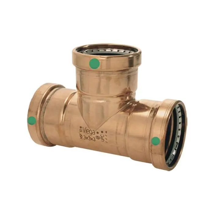 Viega 20694 ProPress 0918XL Copper Tee With Smart Connect PxPxP 2-1/2x1-1/4x2-1/2