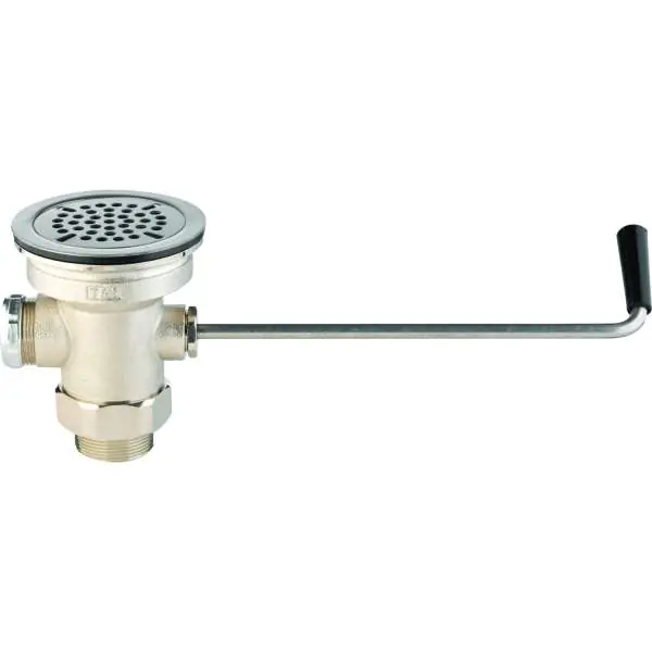 T & S B-3950 Twist Handle Waste Drain Valve With 3-1/2 Snap-In Removable Strainer For 3-1/2 Sink Opening 2 NPT Female x 1-1/2 NPT Male Adapter