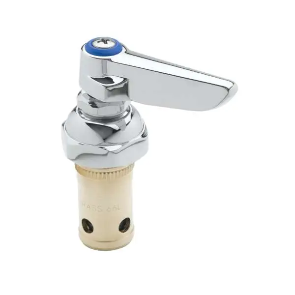 T & S 002711-40 Eterna Faucet Spindle Assembly, Left Hand (Cold), With Spring Check, Lever Handle, Blue Index, and Screw