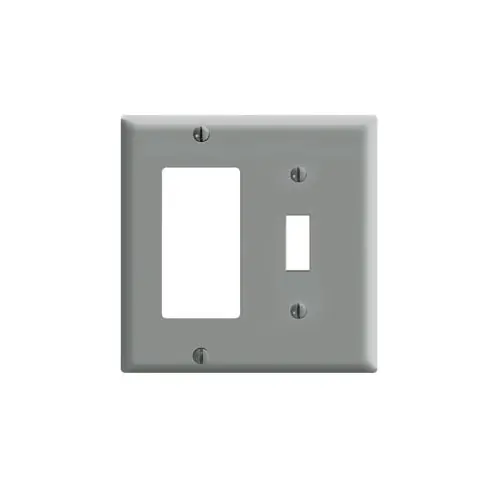 Leviton 80405-GY Combination Wall Plate Standard Size Thermoset Device Mount Gray