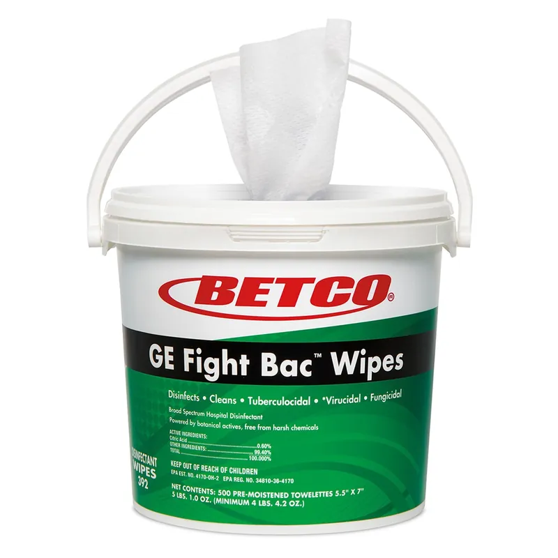 BETCO 392F100 GE Fight Bac Disinfectant Wipes 500 Sheets Pail