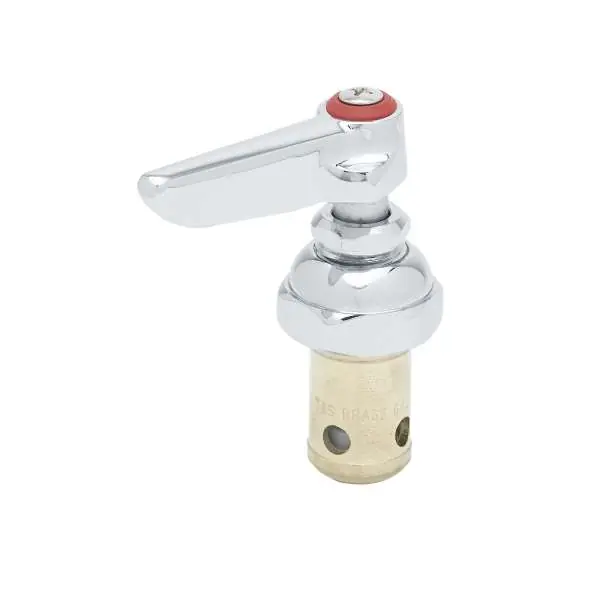 T & S 8837 Eterna Faucet Spindle Assembly, Right Hand (Hot) with Spring Check, Lever Handle, Red Index and Screw