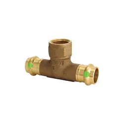 Viega 79770 ProPress Bronze Tee, With Smart Connect & EPDM Sealing, Lead-Free, 1-1/4 P x 1-1/4 P x 1/2 FPT