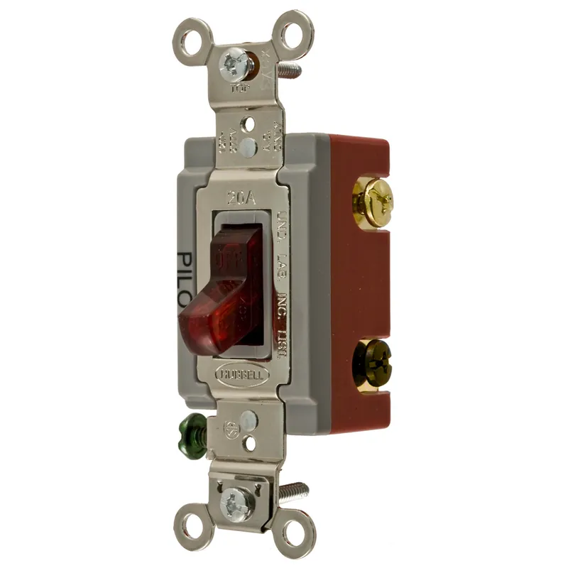 Hubbell Wiring Device-Kellems HBL1223PL 20 Amp 120/277 VAC 3-Way Red Toggle Switch