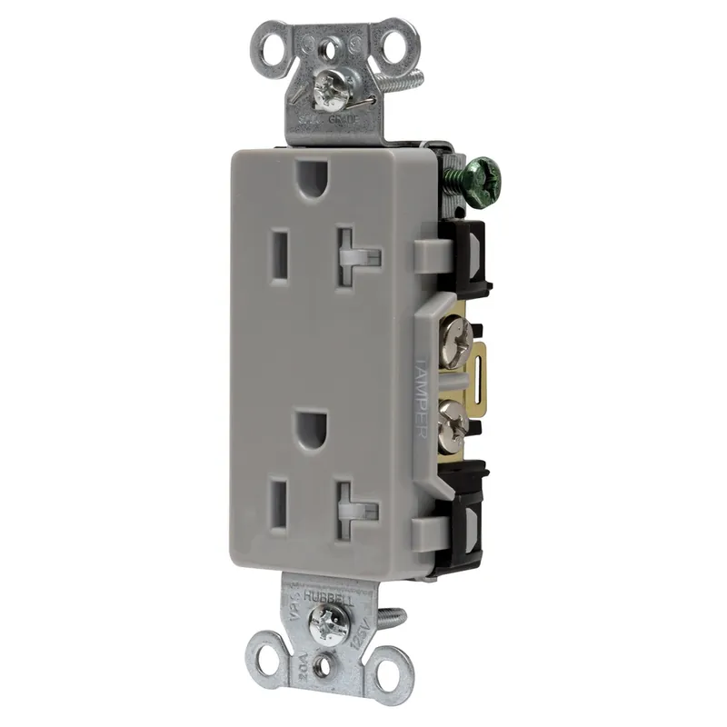 Hubbell Wiring Device-Kellems DR20GRYTR TAMP RES, DECO FACE, 20A 125V, GRAY