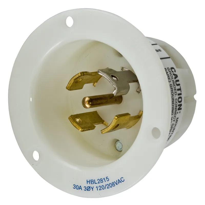 Hubbell Wiring Device-Kellems HBL2815 30A 3PhY 120/208V AC Twist-Lock INSULGRIP Flanged Inlet