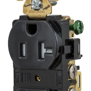 Hubbell Wiring Device-Kellems HBL5362BK 20 Amp 125 Volt 2-Pole 3-Wire NEMA 5-20R Black Straight Blade Duplex Receptacle