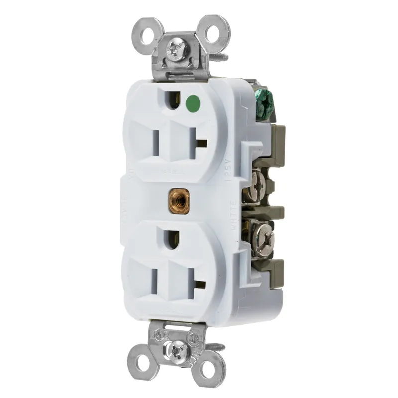 Hubbell HBL8300W 20 Amp 125 Volt 2-Pole 3-Wire NEMA 5-20R White Straight Blade Duplex Receptacle