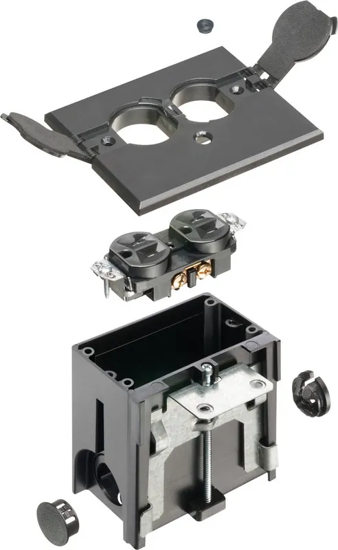 Arlington FLBAF101BL Non Metallic Adjustable Floor Box 1 Gang with Flip Lids