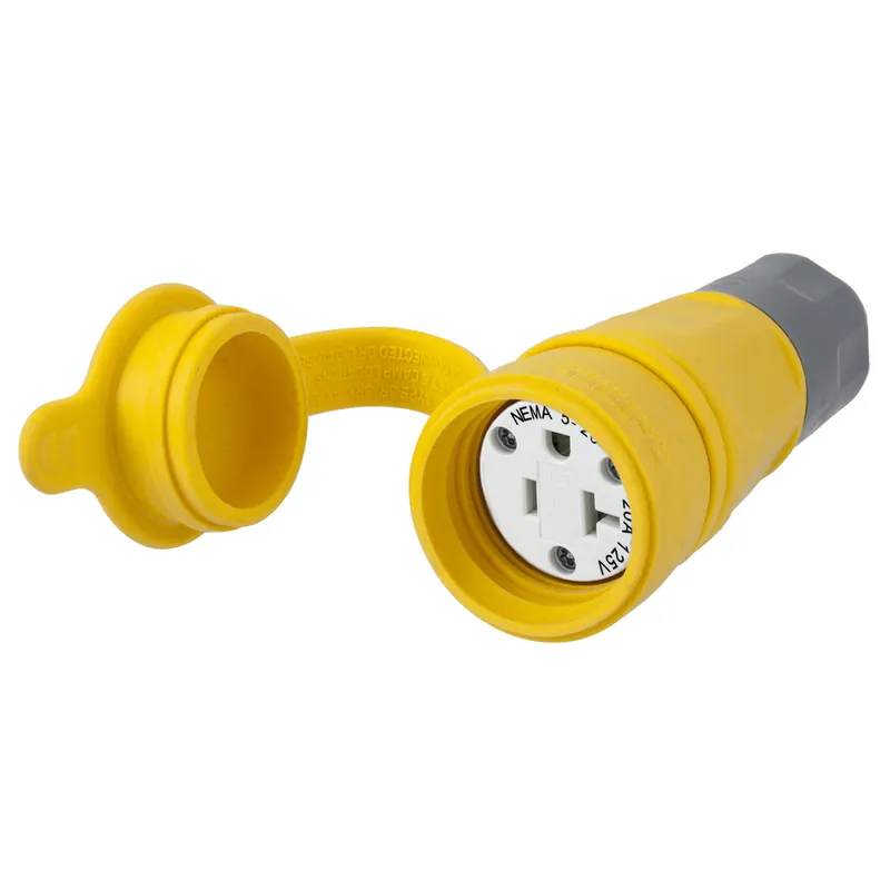 Hubbell HBL15W33A 20 Amp 125 Volt 2-Pole 3-Wire Yellow Straight Blade Connector