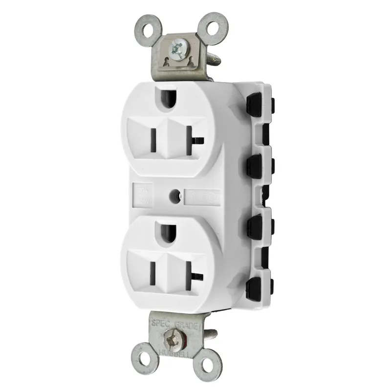 Hubbell SNAP5362WA 20 Amp 125 Volt 2-Pole 3-Wire NEMA 5-20R White Straight Blade Duplex Receptacle