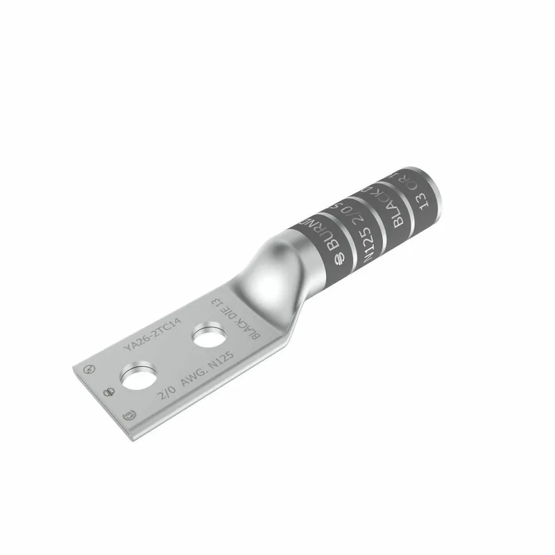 BURNDY YA262TC14 2/0 AWG CU Two Hole 1/4 Stud Size 5/8 Hole Spacing Long Barrel Internal Chamfer