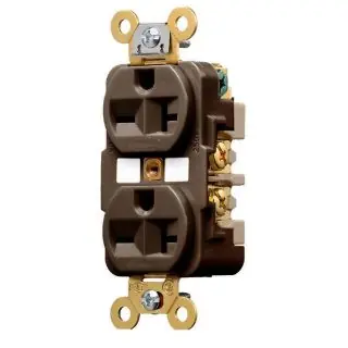 Wiring Device-Kellems HBL5462 20 Amp 250 Volt 2-Pole 3-Wire NEMA 6-20R Brown Straight Blade Duplex Receptacle