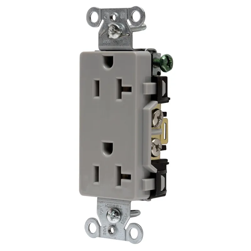 Hubbell Wiring DR20GRY Deco RCPT; Comm GRD; 2