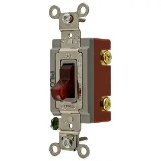 Hubbell Wiring Device-Kellems HBL1222PL HWD Extra Heavy Duty General Purpose Pilot Light Standard Toggle Switch 120 to 277VAC 2-Pole