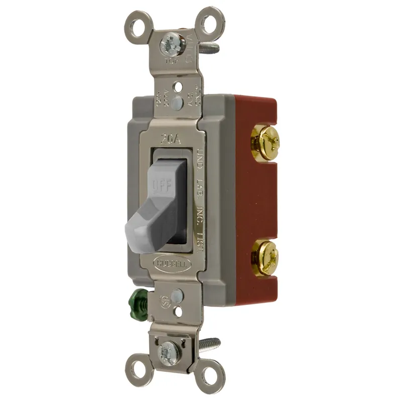 Hubbell HBL1222GY 20 Amp 120/277 VAC 2-Pole Gray Toggle Switch
