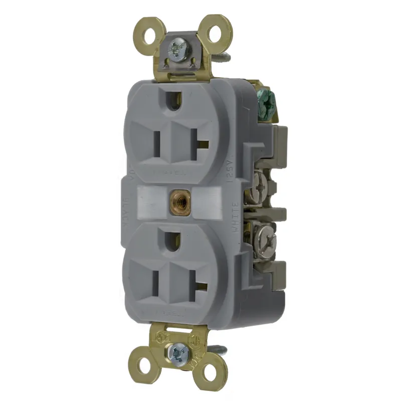 Hubbell HBL5362GY 20 Amp 125 Volt 2-Pole 3-Wire NEMA 5-20R Gray Straight Blade Duplex Receptacle